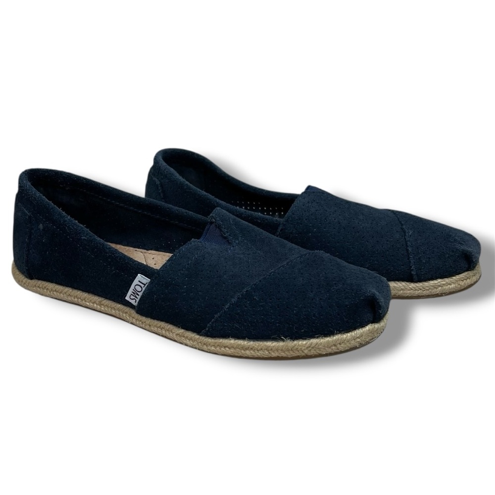 TOMS Alpargata Rope‎ Navy Blue Suede Espadrille Slip On Flats Womens sz 7